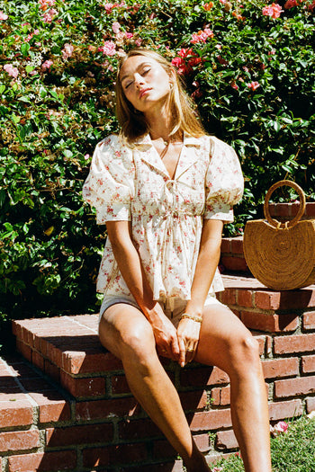 Denise Floral Blouse in Berry - FINAL SALE