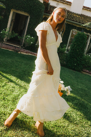 Embroidered  Dress in cream