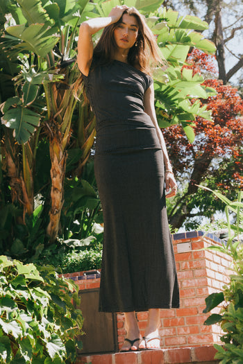 Norah Polka Dot Maxi Skirt in Black