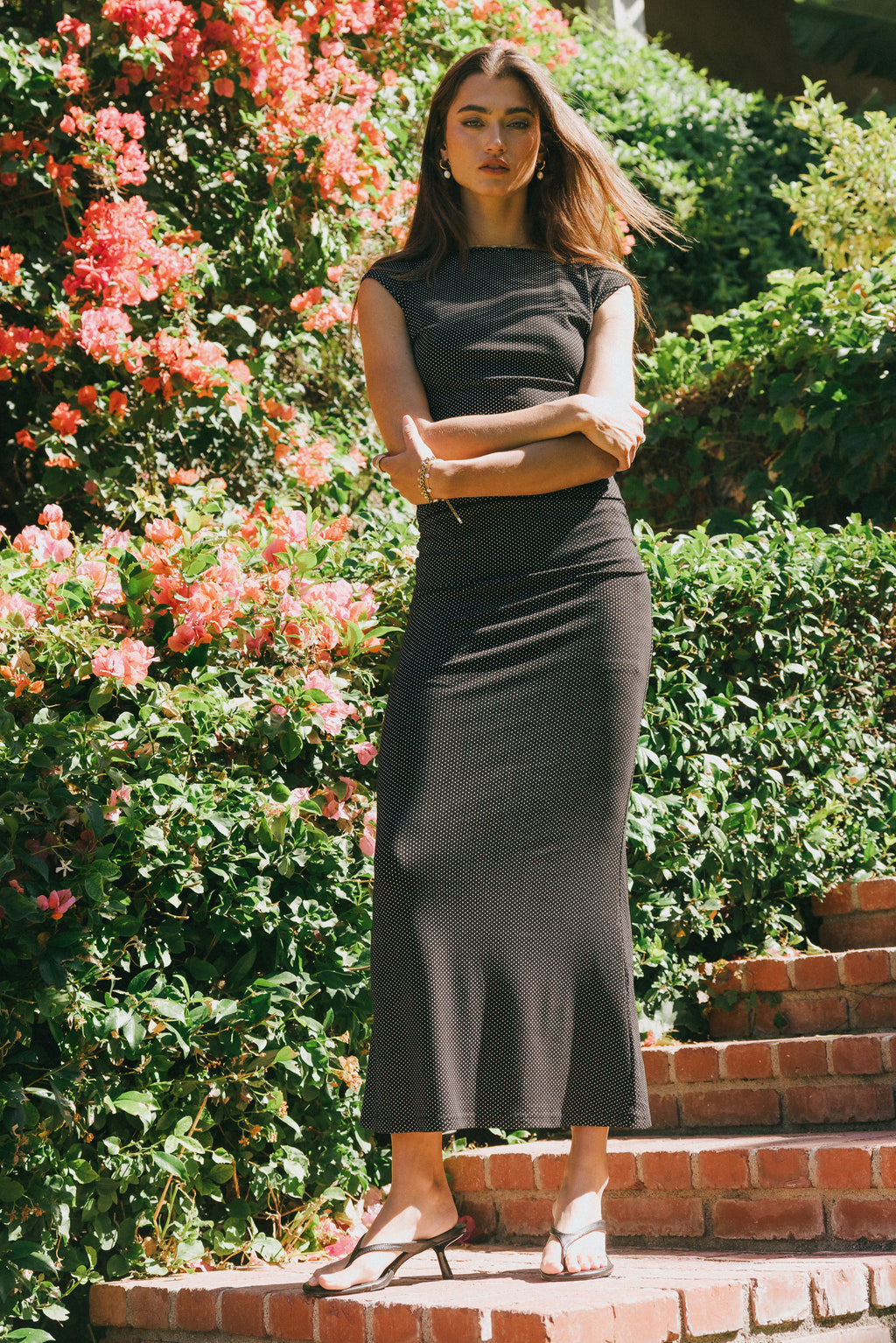 Norah Polka Dot Maxi Skirt in Black