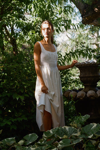 Raven Striped Midi Dress in Natural - FINAL SALE