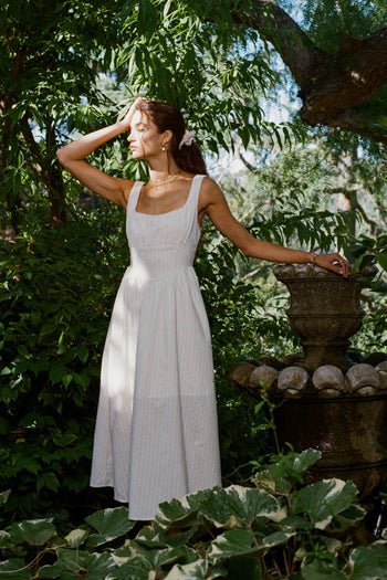 Raven Striped Midi Dress in Natural - FINAL SALE