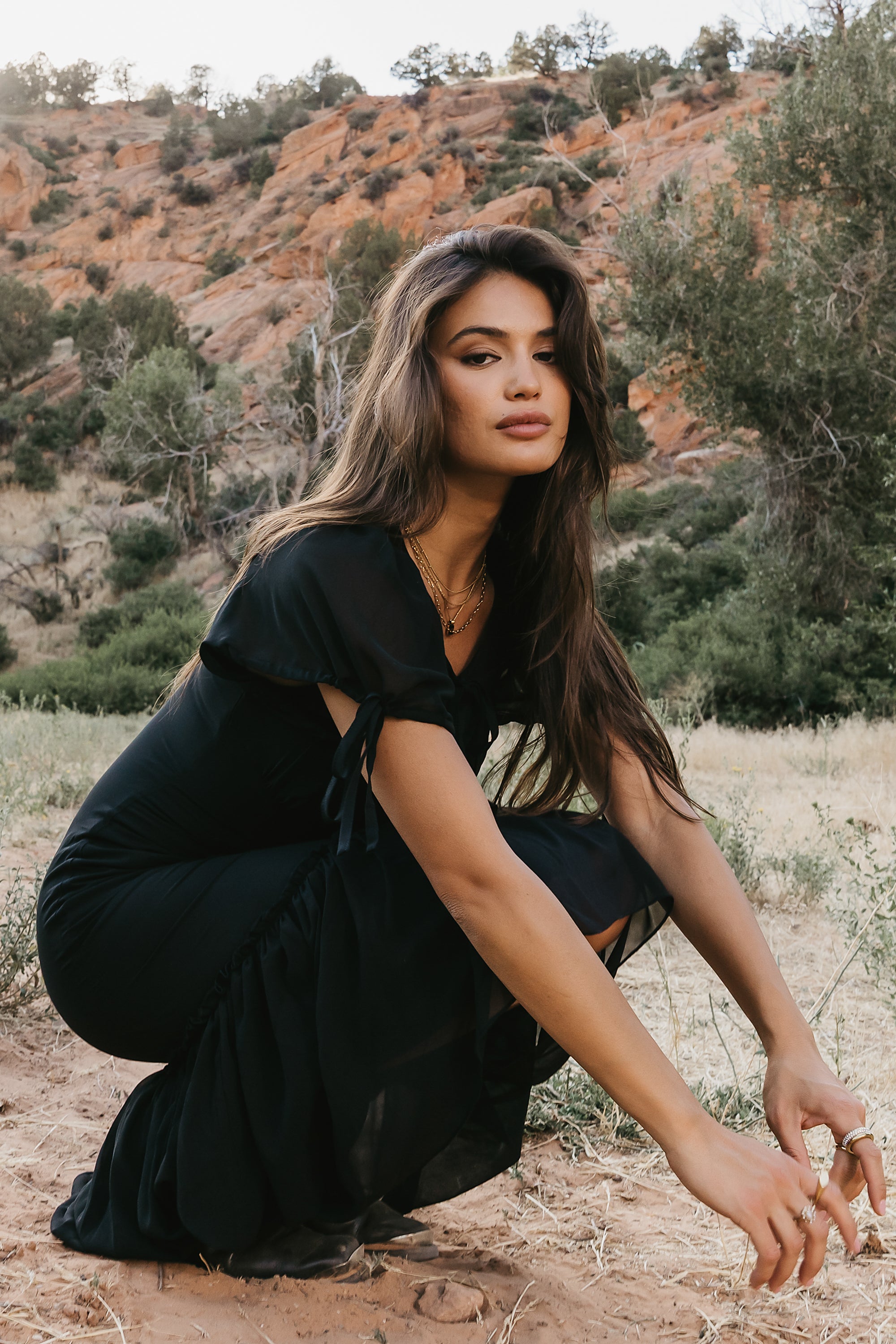 sheer midi dress Erica A-line Diagonal Neck Mesh into a figure Modest Mesh Midi Dress in