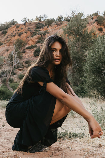 Sheer Midi Dress in black 
