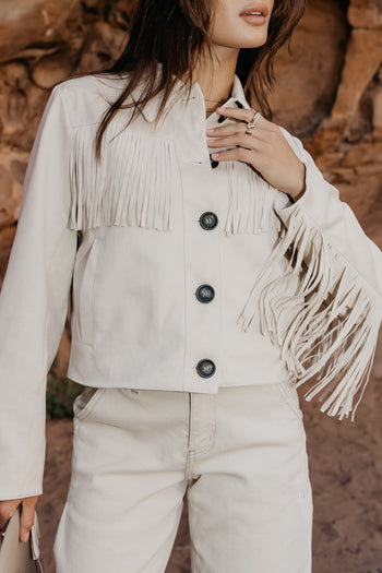 Fringe Jacket in Bone