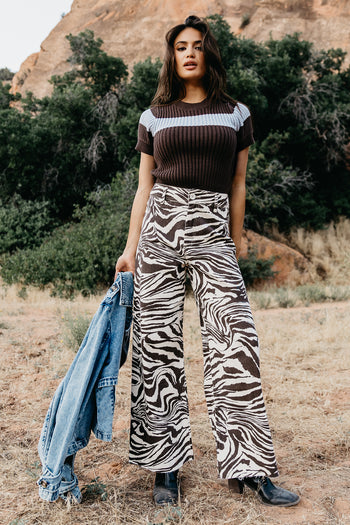 PRINTED WIDE LEG DENIM