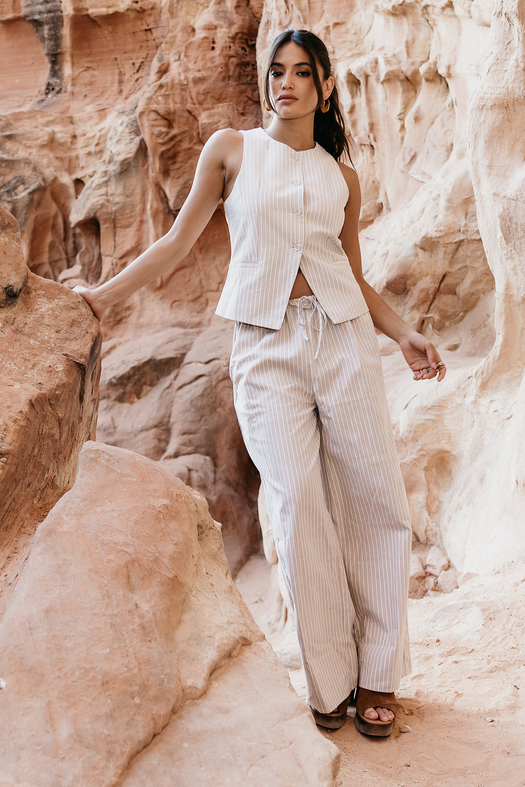 WIDE LEG STRIPED PANTS WITH MATCHING TOP 