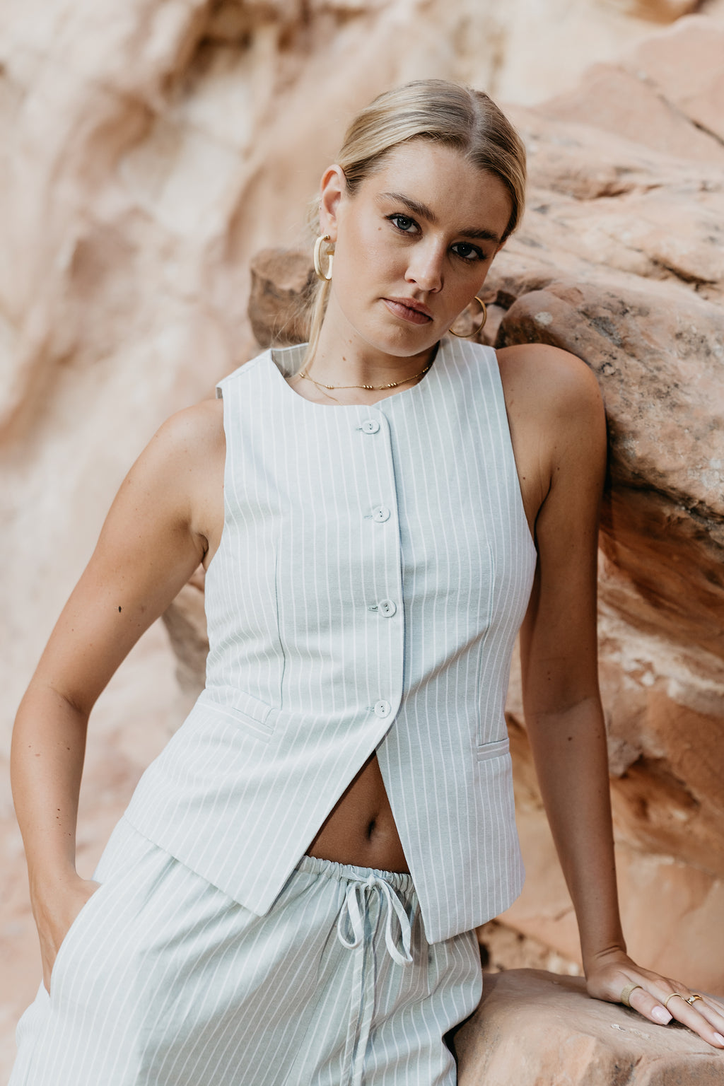 Rosa Striped Vest in Green