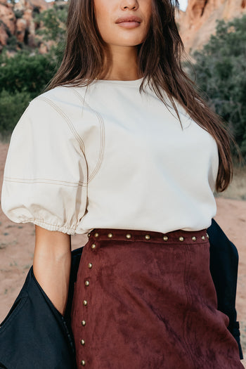 Puff Sleeve Top in Ecru