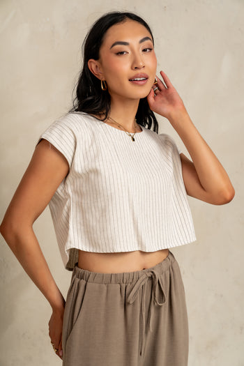 short sleeve blouse in natural 