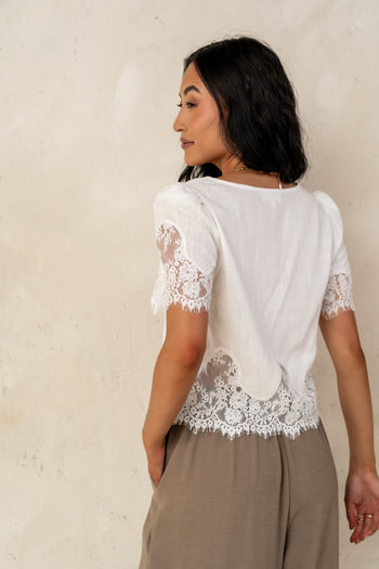  Lace Trim Blouse 