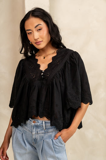 Embroidered Blouse in Black