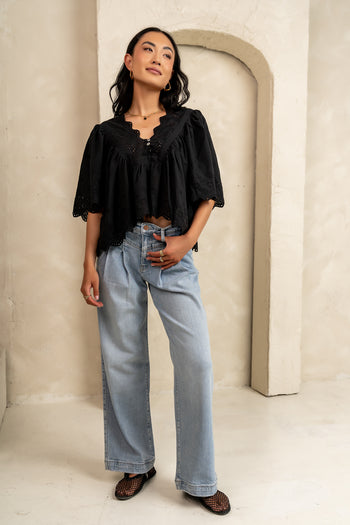 V -NECKLINE ON BLAKE BLOUSE 
