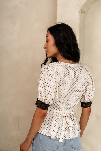 Angie Lace Trim Blouse in Cream - FINAL SALE