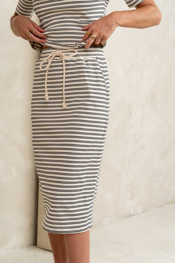 Striped Midi Skirt in Black