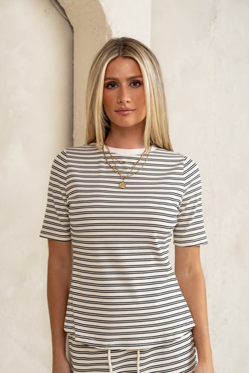 black striped top
