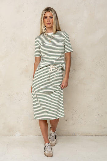 drawstring waist midi skirt 