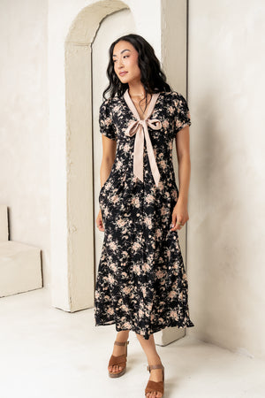 black floral dresses for women Floral velvet mini dress Black Black / Large main image 0