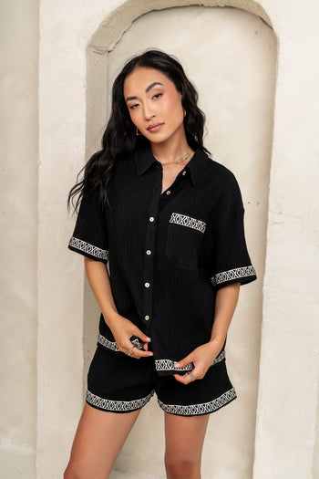 Charley Abstract Shorts in Black - FINAL SALE