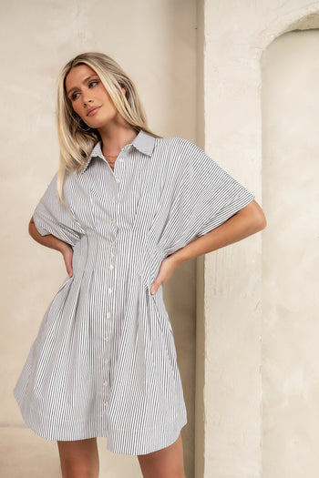 collared button up mini dress 