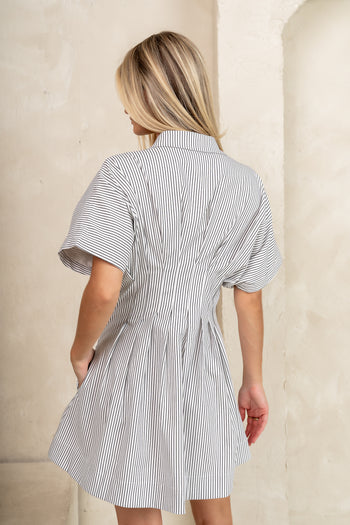 short sleeve black striped mini dress 