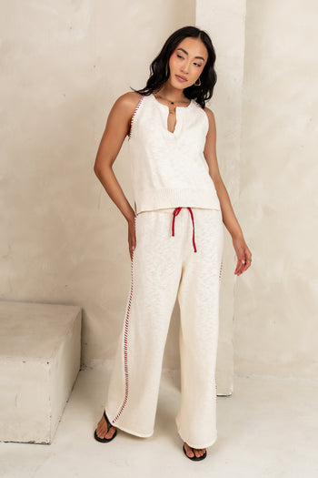 wide leg pants with matching tank top