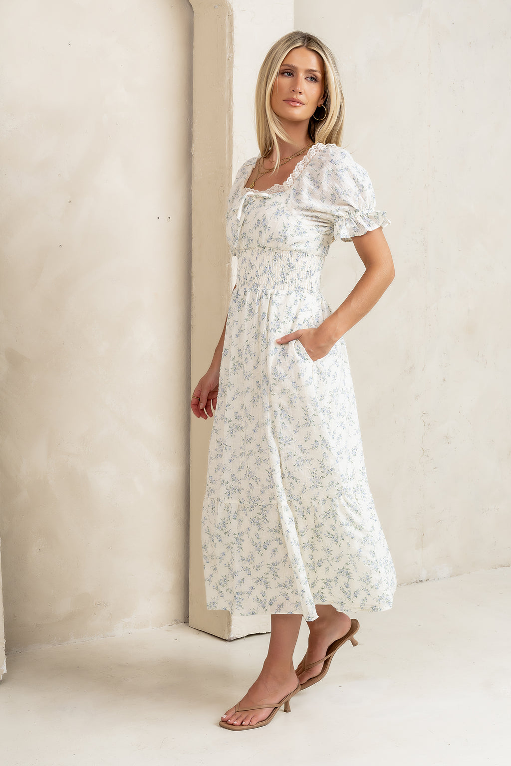 light blue floral dress 