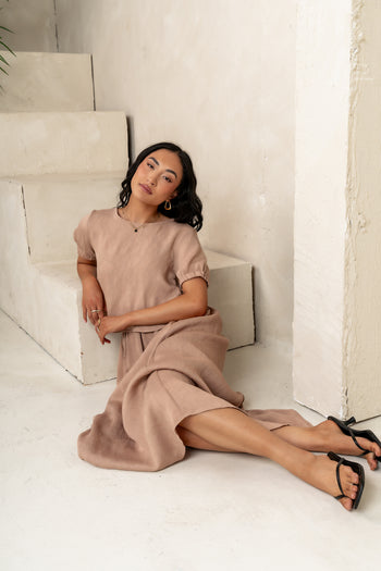 mocha shirk with matching top