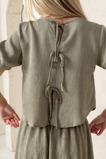 Tie Blouse in Olive