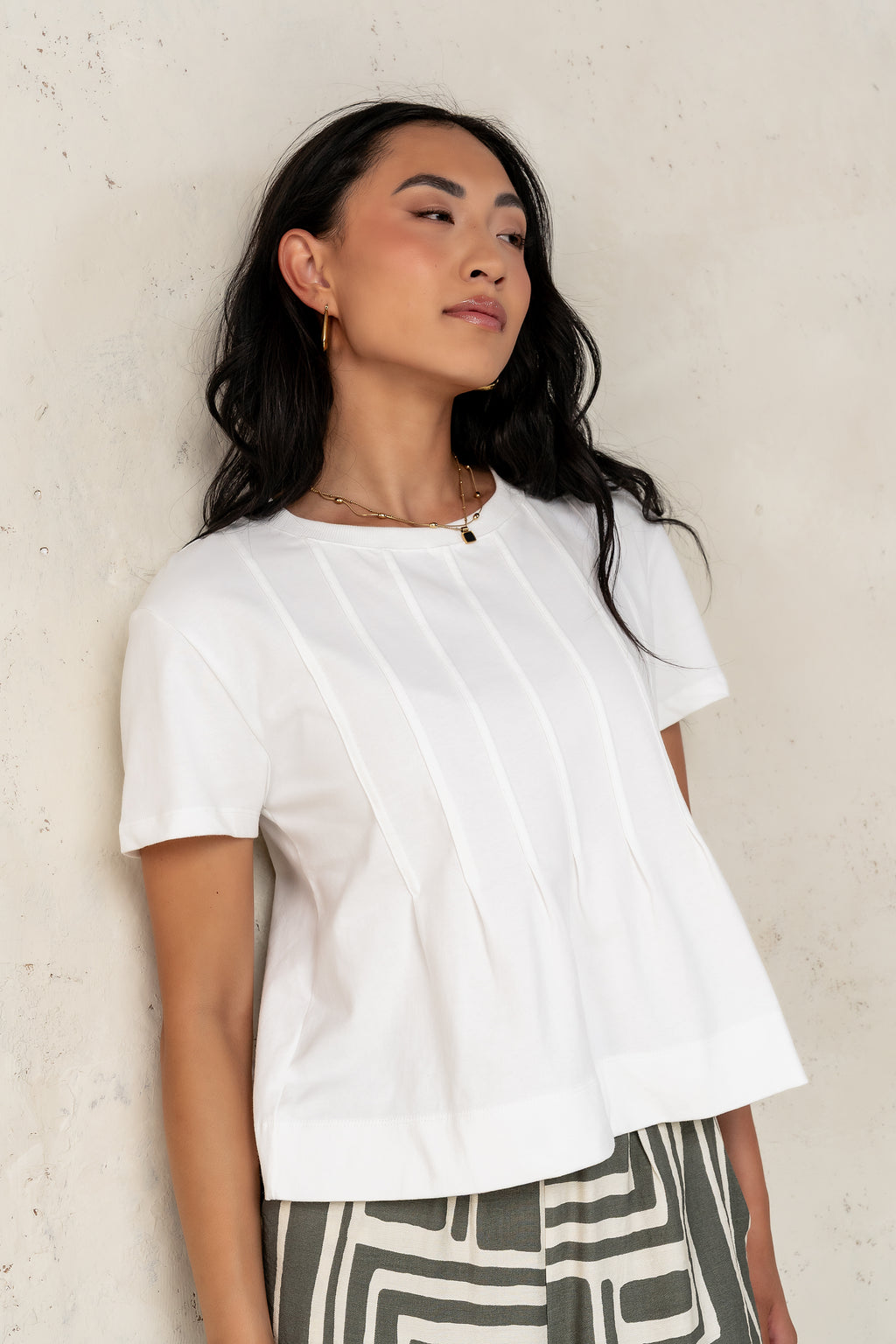 Pleated Top in Ivory