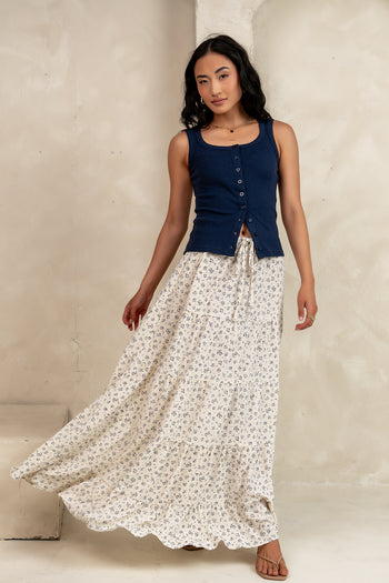 Floral Maxi Skirt in Cream