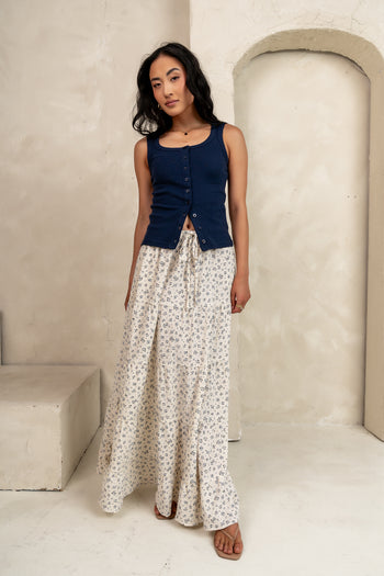 long blue floral maxi skirt 