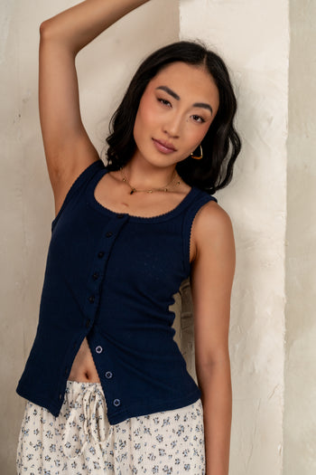  Knit Tank Top in Navy