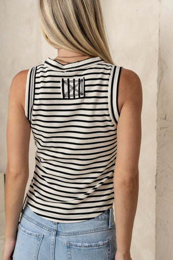 back of basic striped tank top