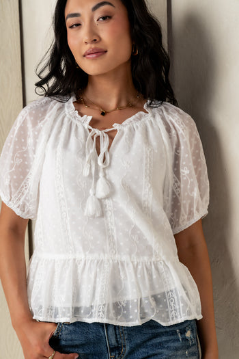 Embroidered Blouse in ivory 