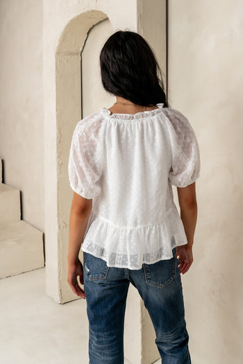 puff sleeves on Embroidered Blouse