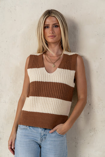 TANK TOP WITH CAMEL STRIPES