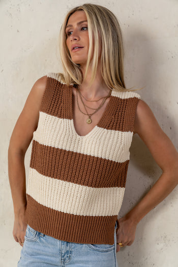 Yasmin Striped Sweater in Camel - FINAL SALE