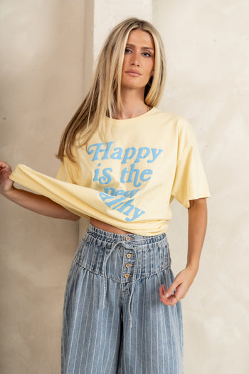 Happy Is The New Wealthy Graphic Tee - FINAL SALE