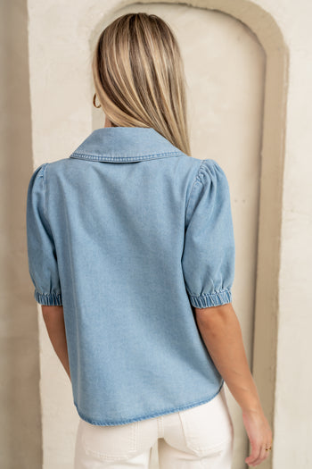 short sleeve denim top 