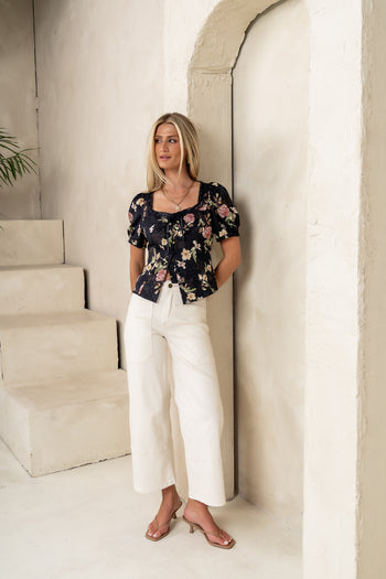 button up blouse in black 