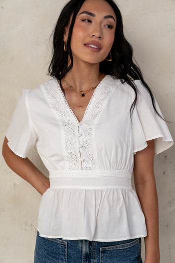 Embroidered Blouse in Ivory