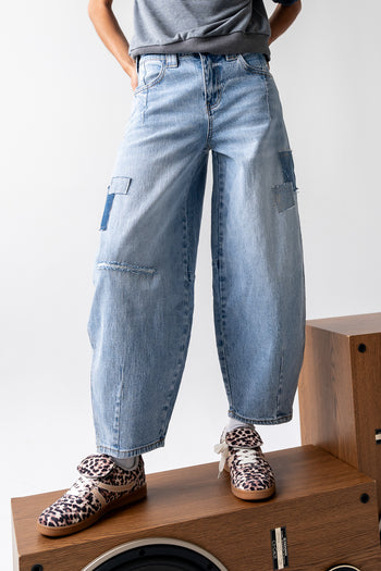Jane Patchwork Barrel Jeans - FINAL SALE