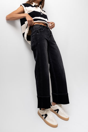 Cuffed Wide Leg Jeans