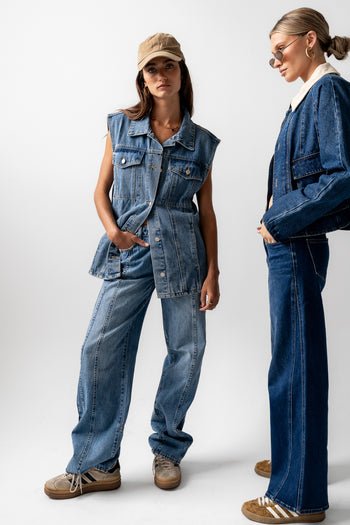 Taylor Denim Vest in Medium Wash - FINAL SALE
