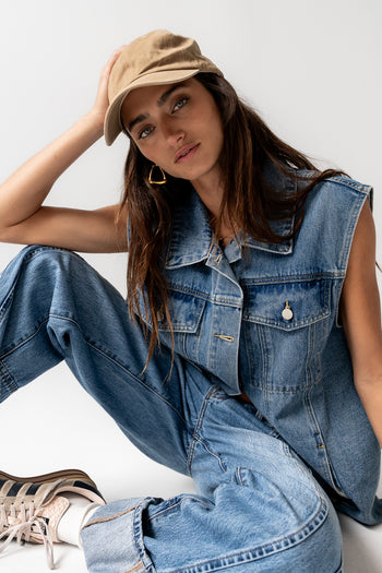 Taylor Denim Vest in Medium Wash - FINAL SALE