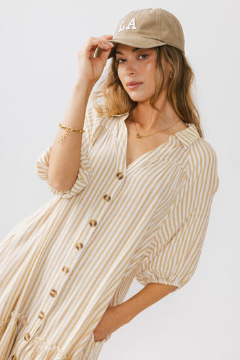 BUTTON UP MIDI DRESS 