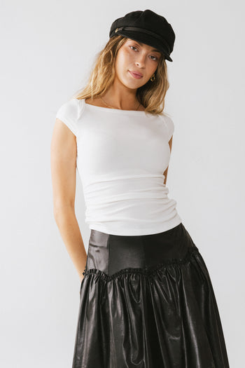 Cap Sleeve Basic Top in Cream