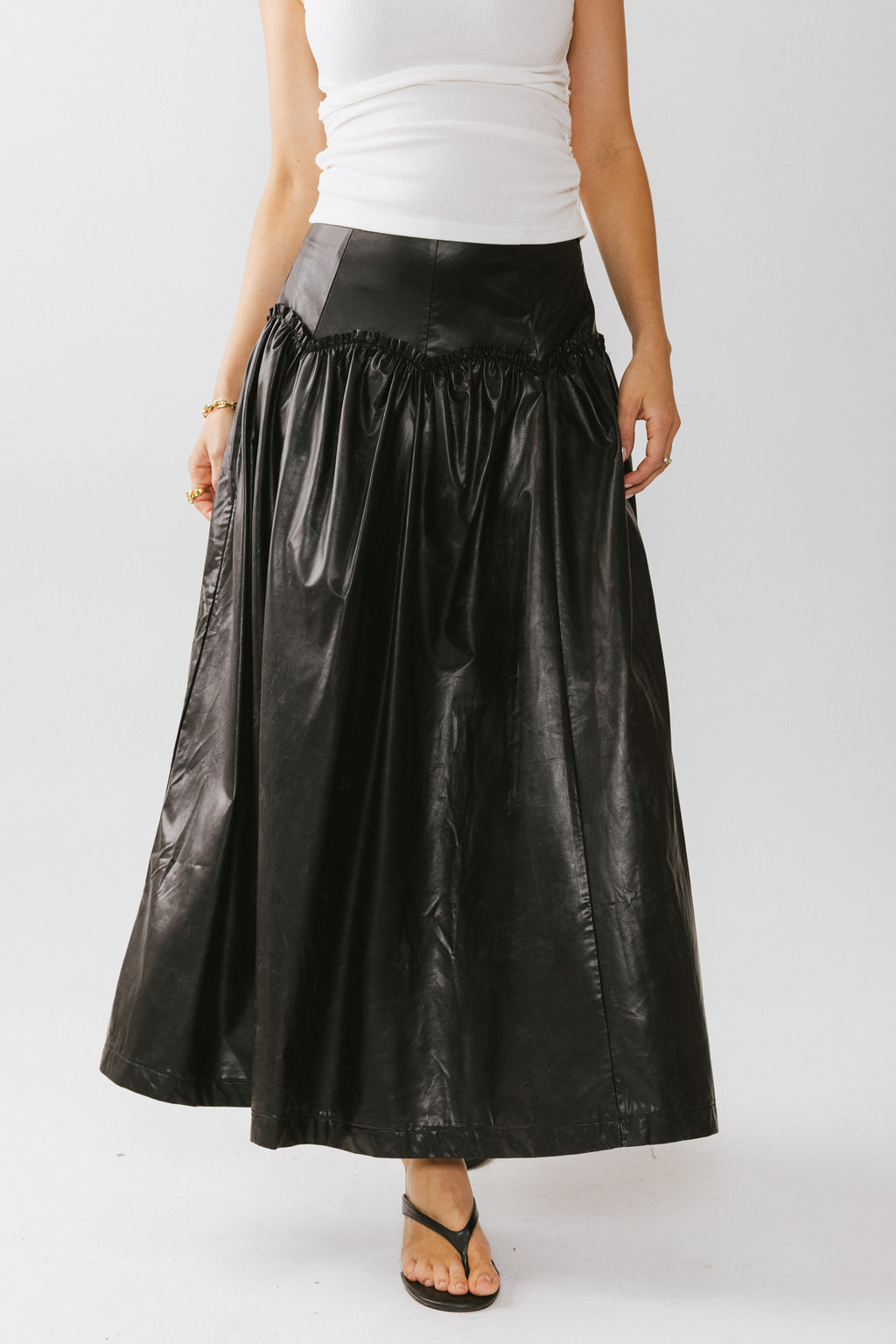  Vegan Leather Maxi Skirt