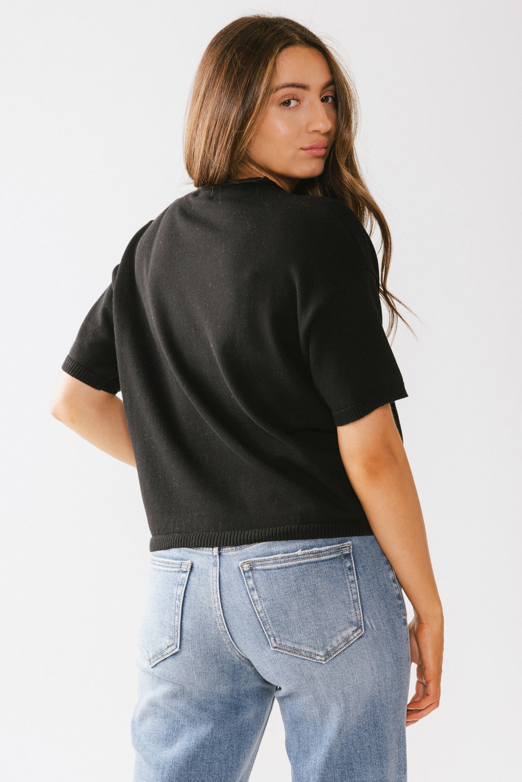 short sleeve black top 